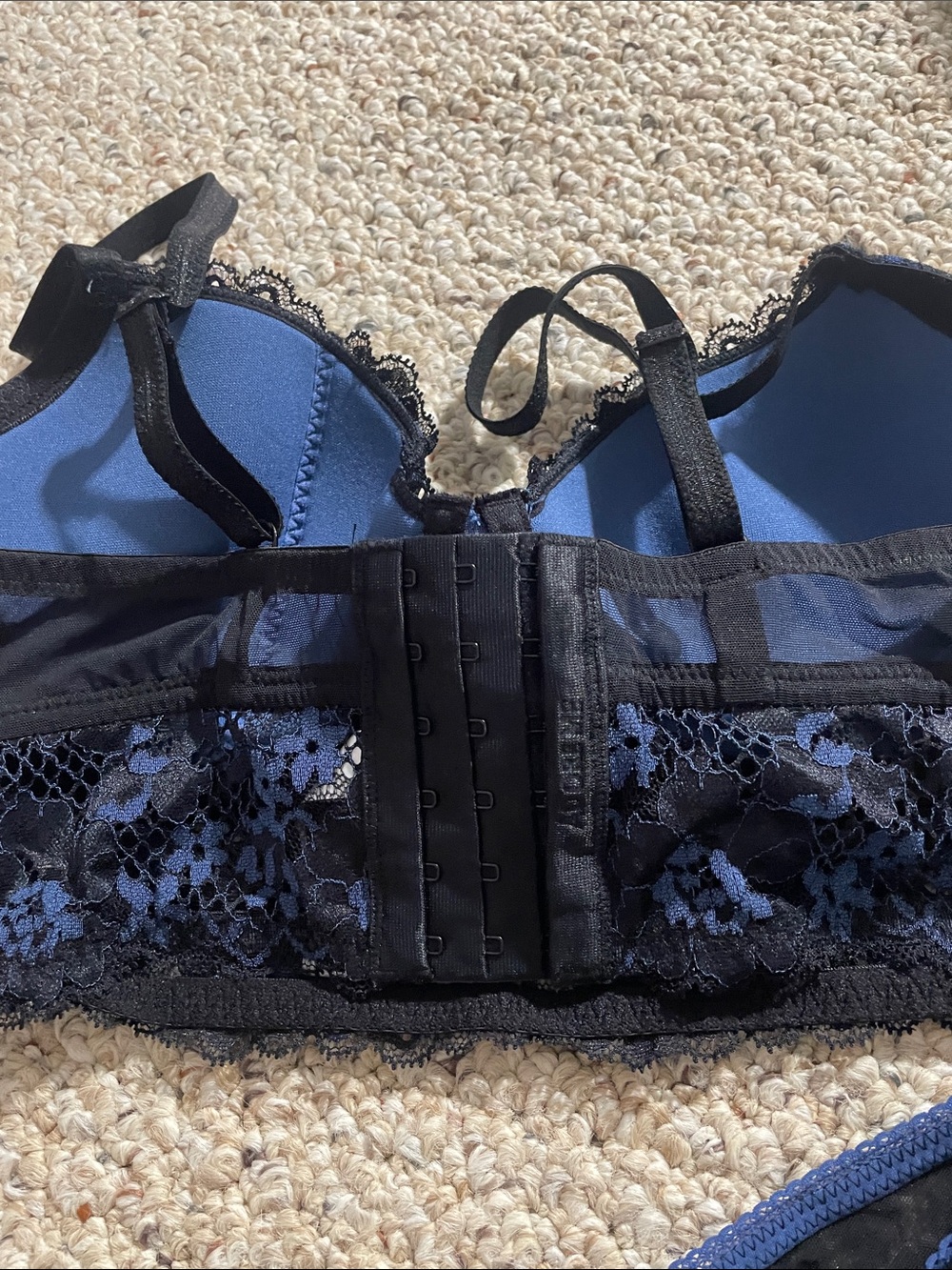 Adore Me Navy and Black Lace Longline Bra & Bikini Set - Picture 4 of 5